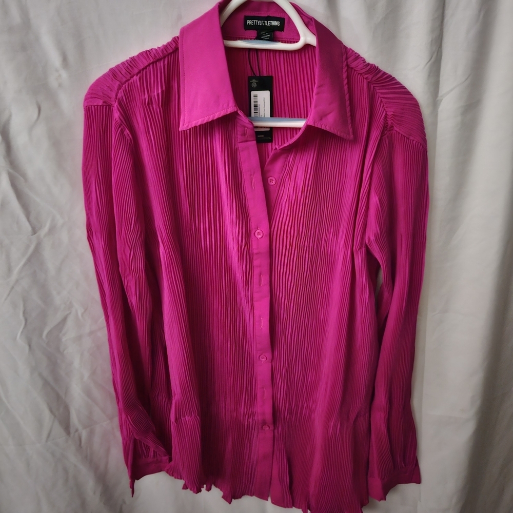 #129 PrettyLittleThing Pink Pleated Women's Top